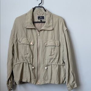 Melanie Lyne Khaki linen blend Zip-Up Jacket